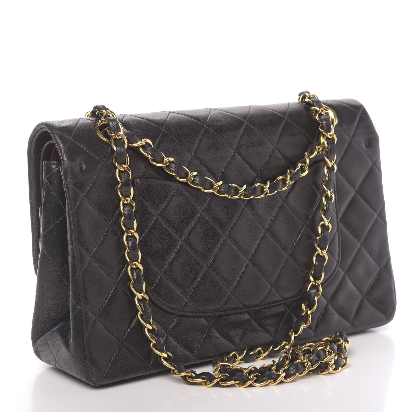 Lambskin Quilted Medium Double Flap Brown