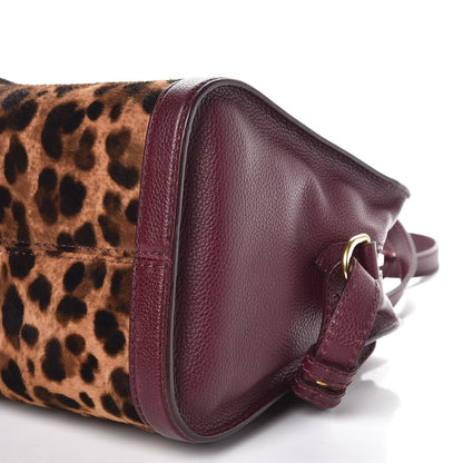 Alexander McQueen Leopard Print Pony Hair Pebbled Calfskin Small Skull Padlock Zip Around Tote Bordeaux 9 of 9