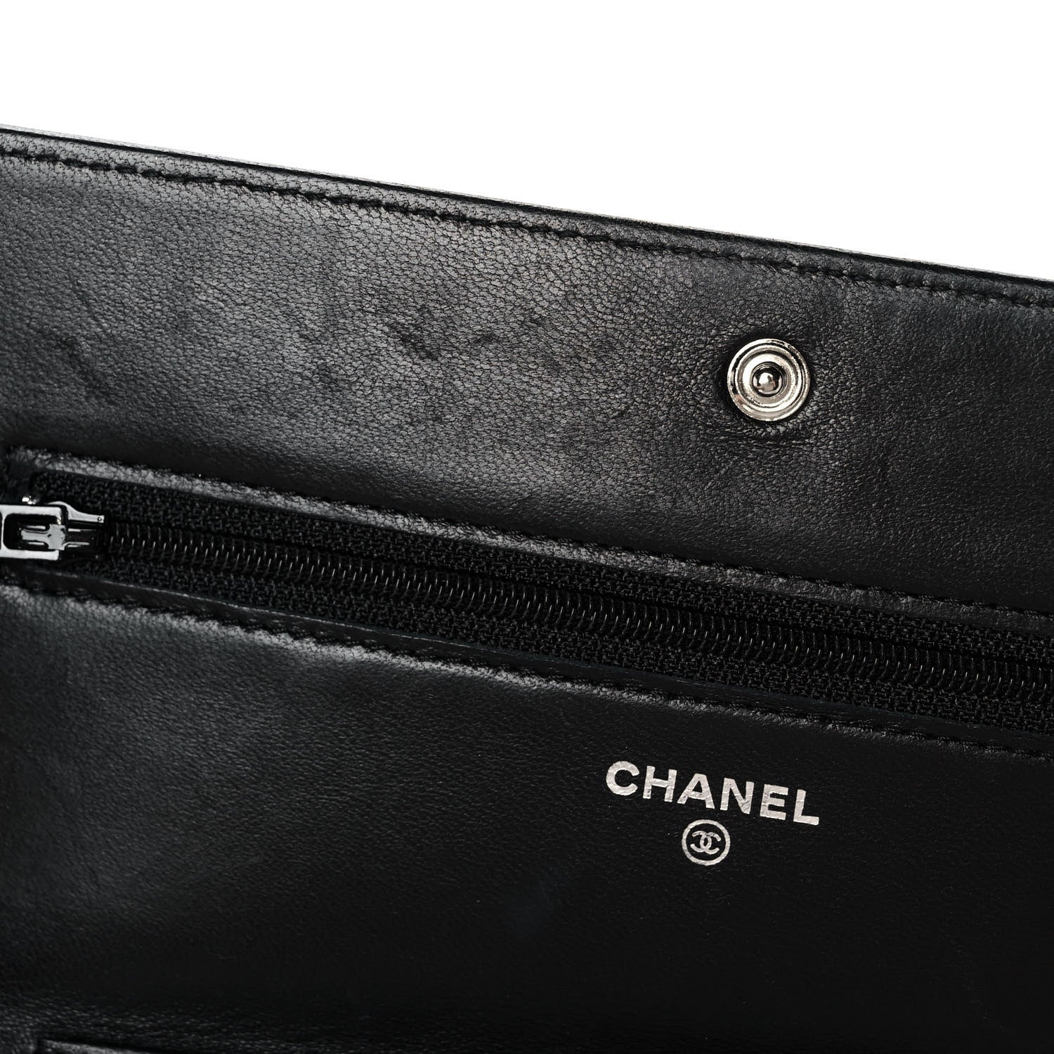 Chanel Lambskin Camellia Embossed Wallet on Chain WOC Black 10 of 10
