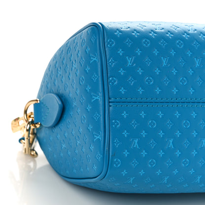 Louis Vuitton Calfskin Nanogram Embossed Speedy 20 Bleu 7 of 8