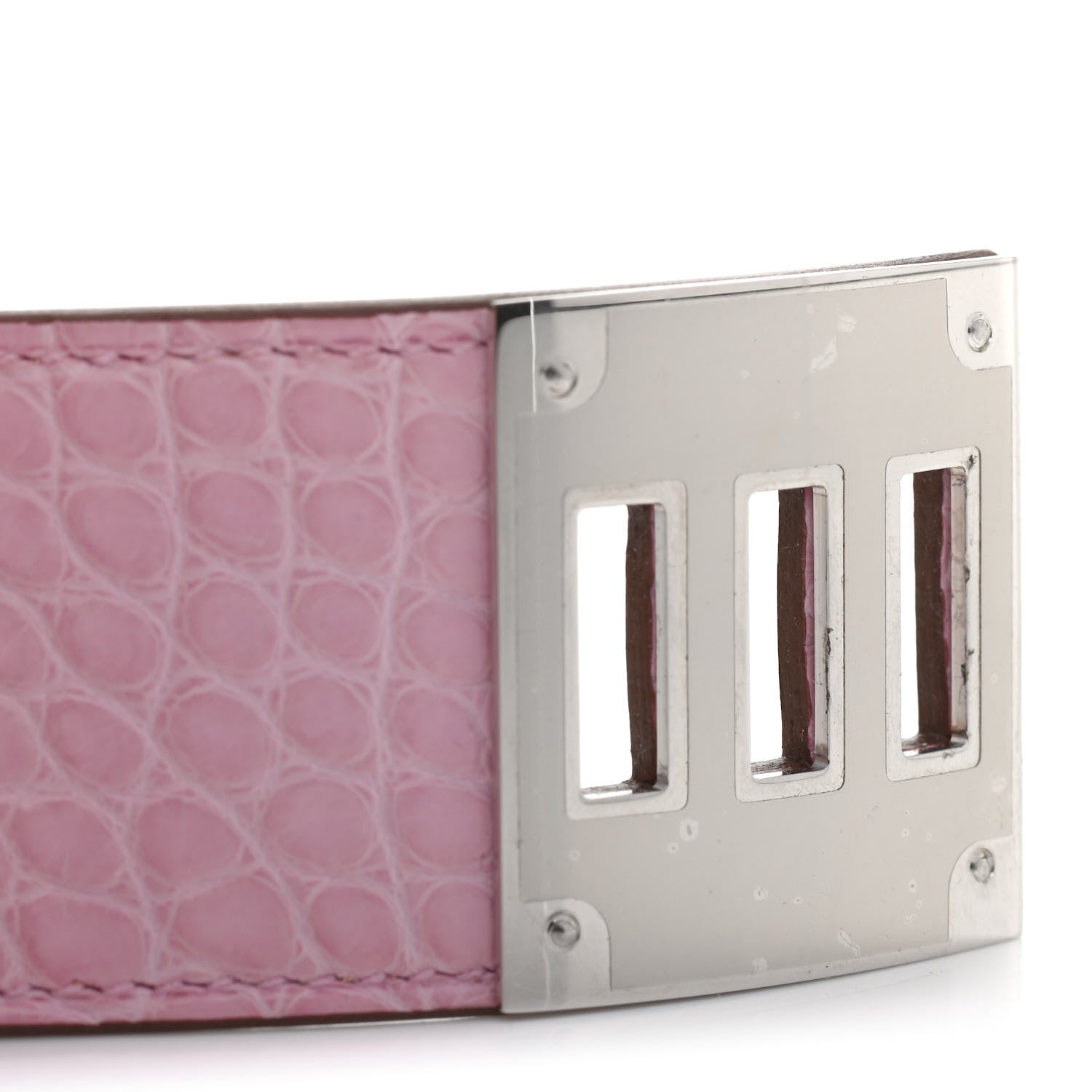 Hermes Matte Alligator Kelly Dog Bracelet T2 5P Pink 3 of 5