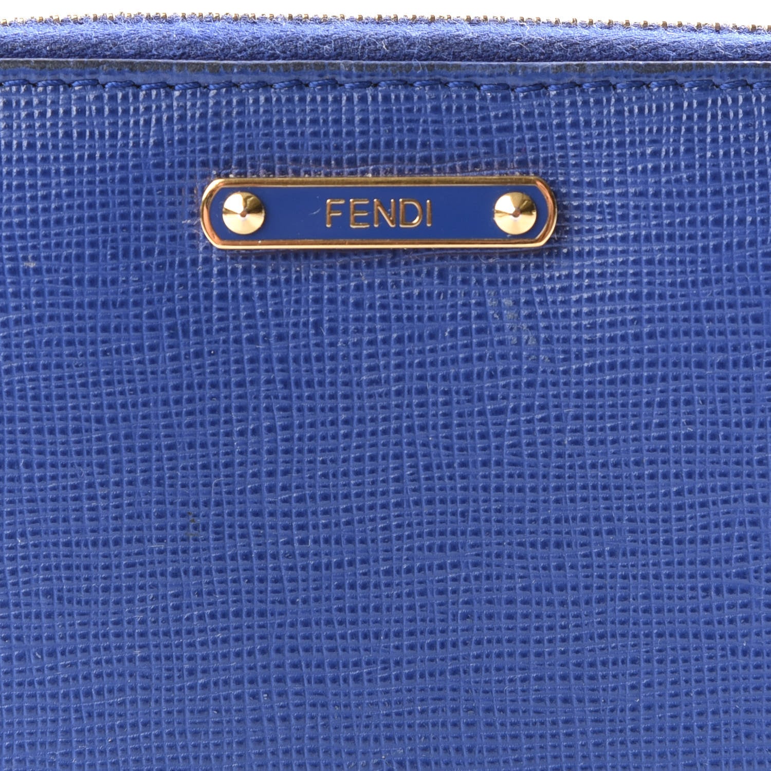 Fendi Vitello Elite Bi-Color Mini Zip Around Wallet Blue Neon Plaster 12 of 13