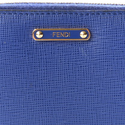 Fendi Vitello Elite Bi-Color Mini Zip Around Wallet Blue Neon Plaster 12 of 13