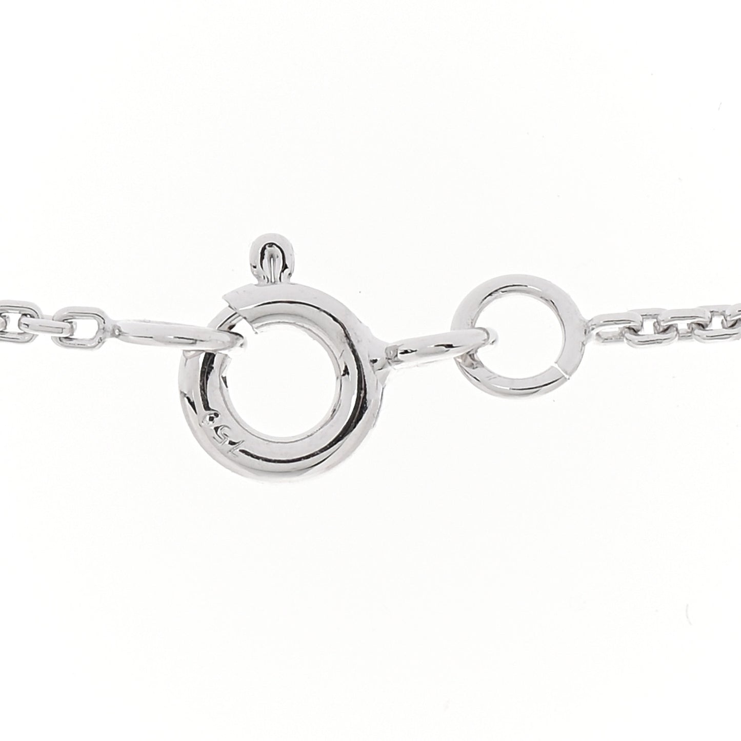 18K White Gold Diamond Small LV Volt One Pendant Necklace