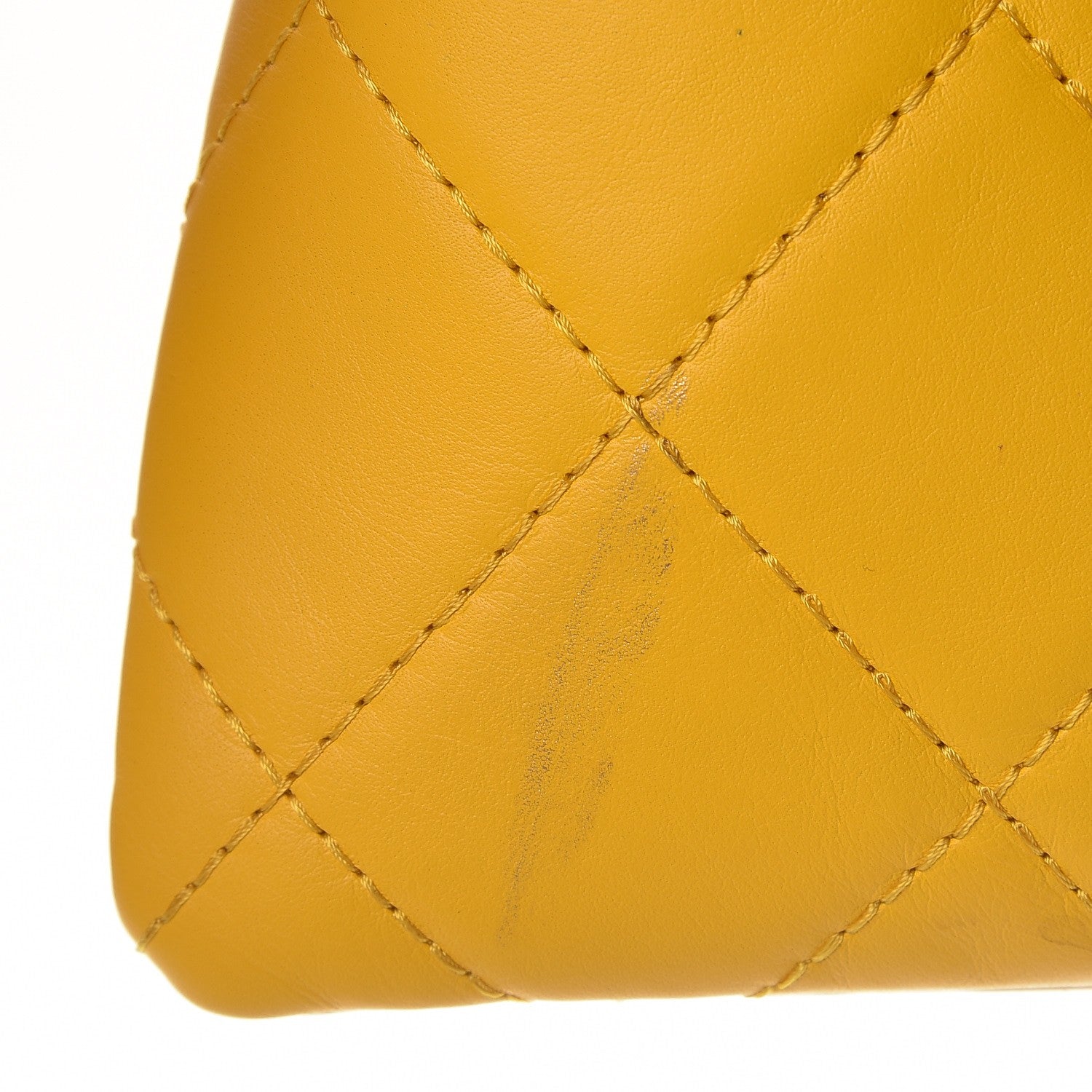 Chanel Calfskin Quilted Greek Clutch Yellow 9 of 9