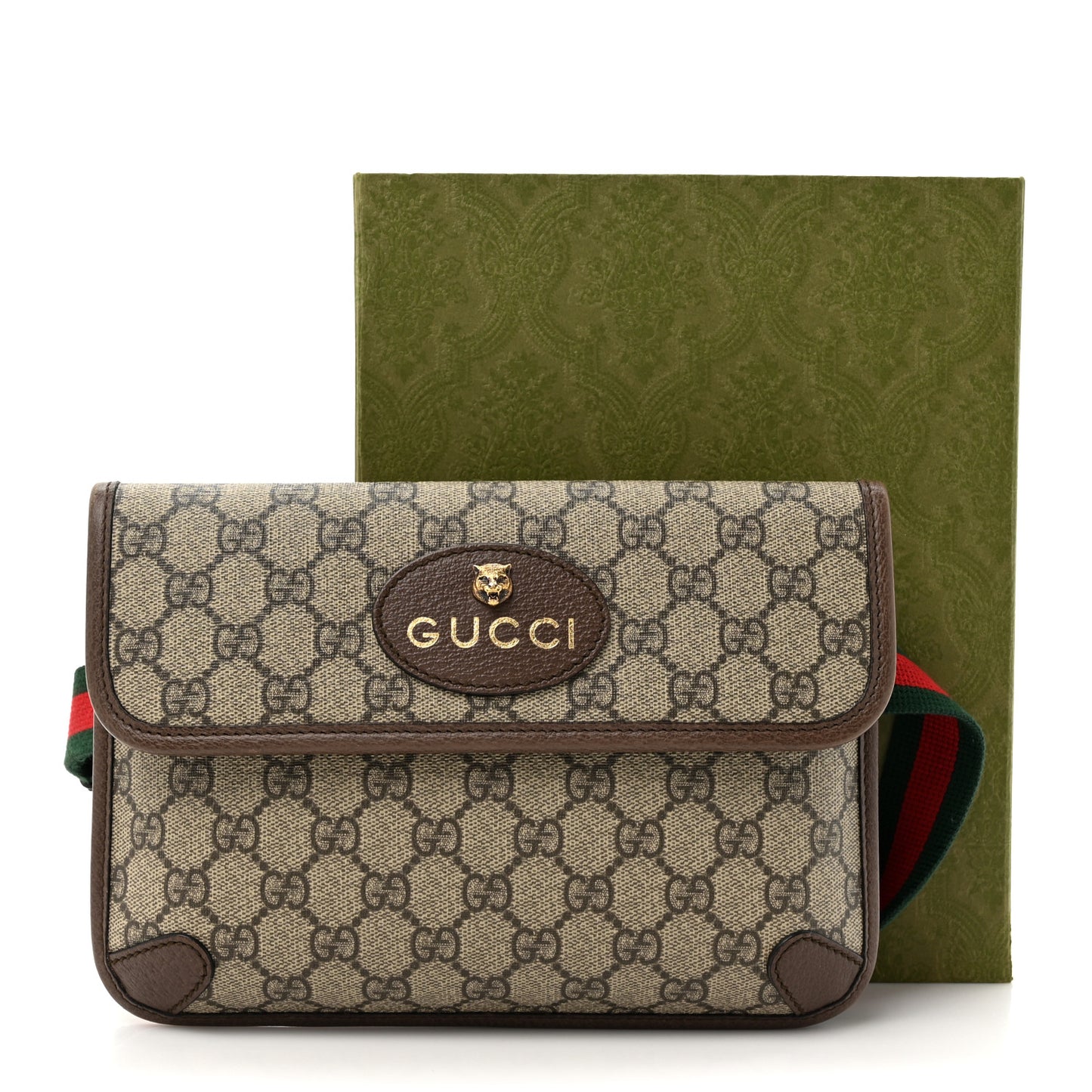 GG Supreme Monogram Neo Vintage Web Belt Bag  Brown