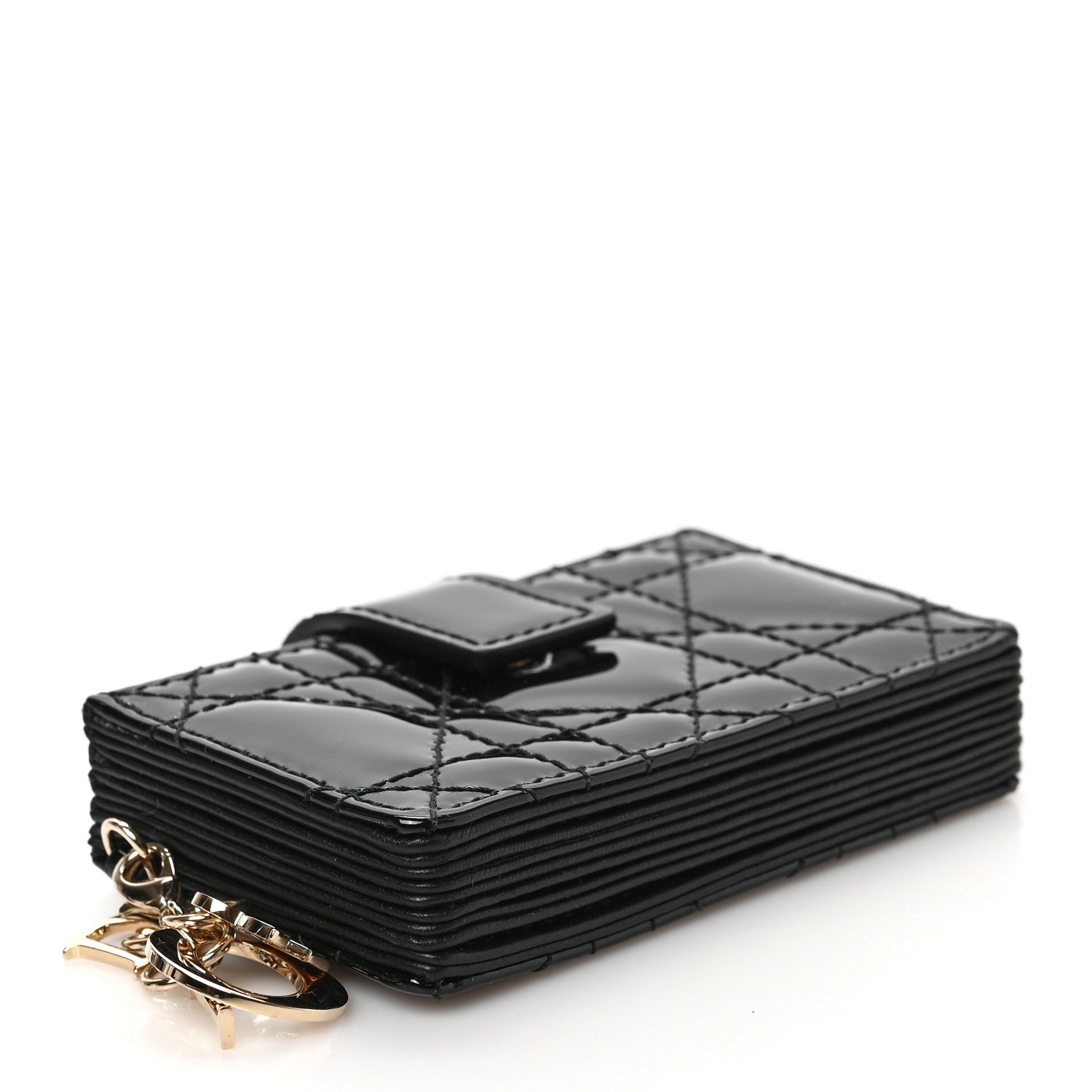 Christian Dior Patent Cannage Lady Dior 5-Gusset Card Holder Black 4 of 6