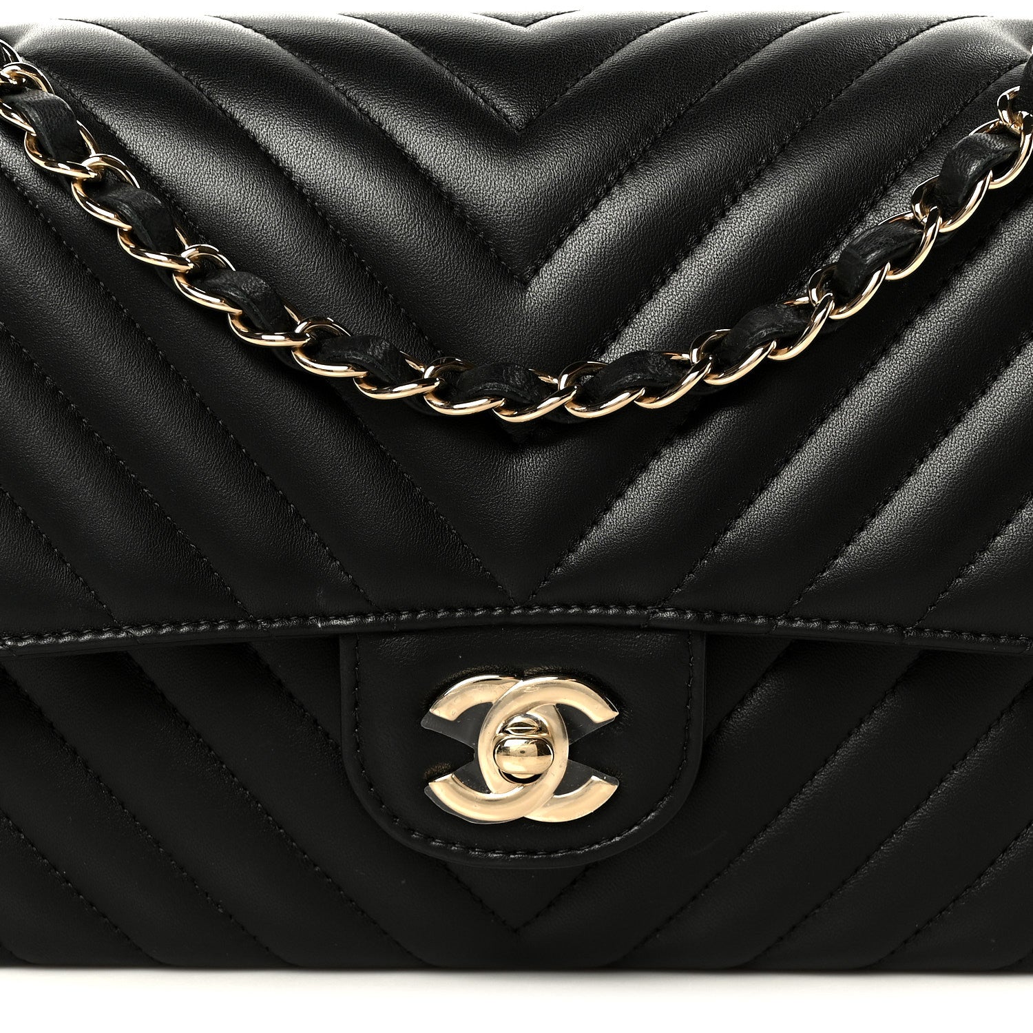 Chanel Lambskin Chevron Quilted Medium Double Flap Black 9 of 11