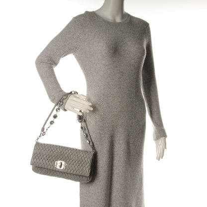 Miu Miu Matelasse Nappa Swarovski Crystal Shoulder Bag Grey 2 of 7