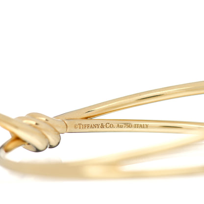 Tiffany 18K Yellow Gold Double Row Knot Hinged Bangle Bracelet 4 of 5