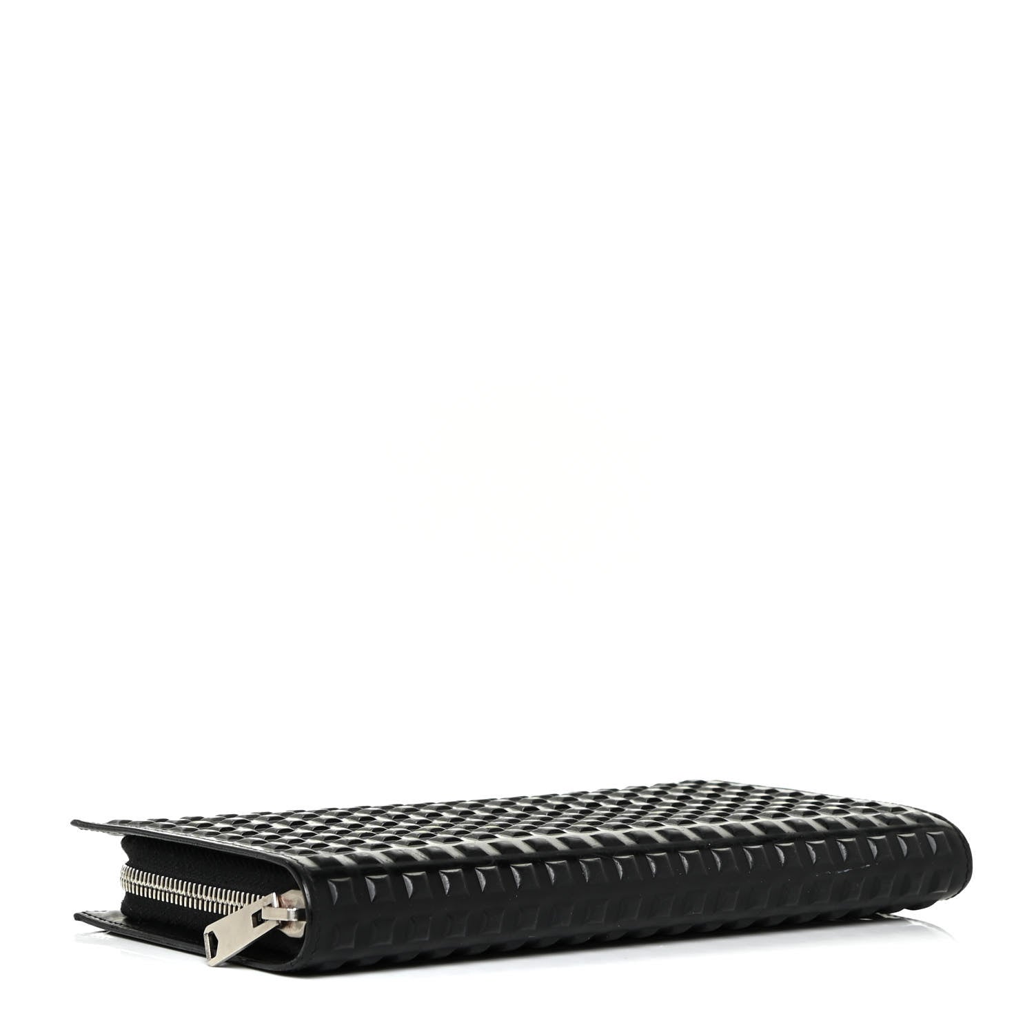 Balenciaga Calfskin Grid Embossed Zip Around Wallet Black 4 of 18