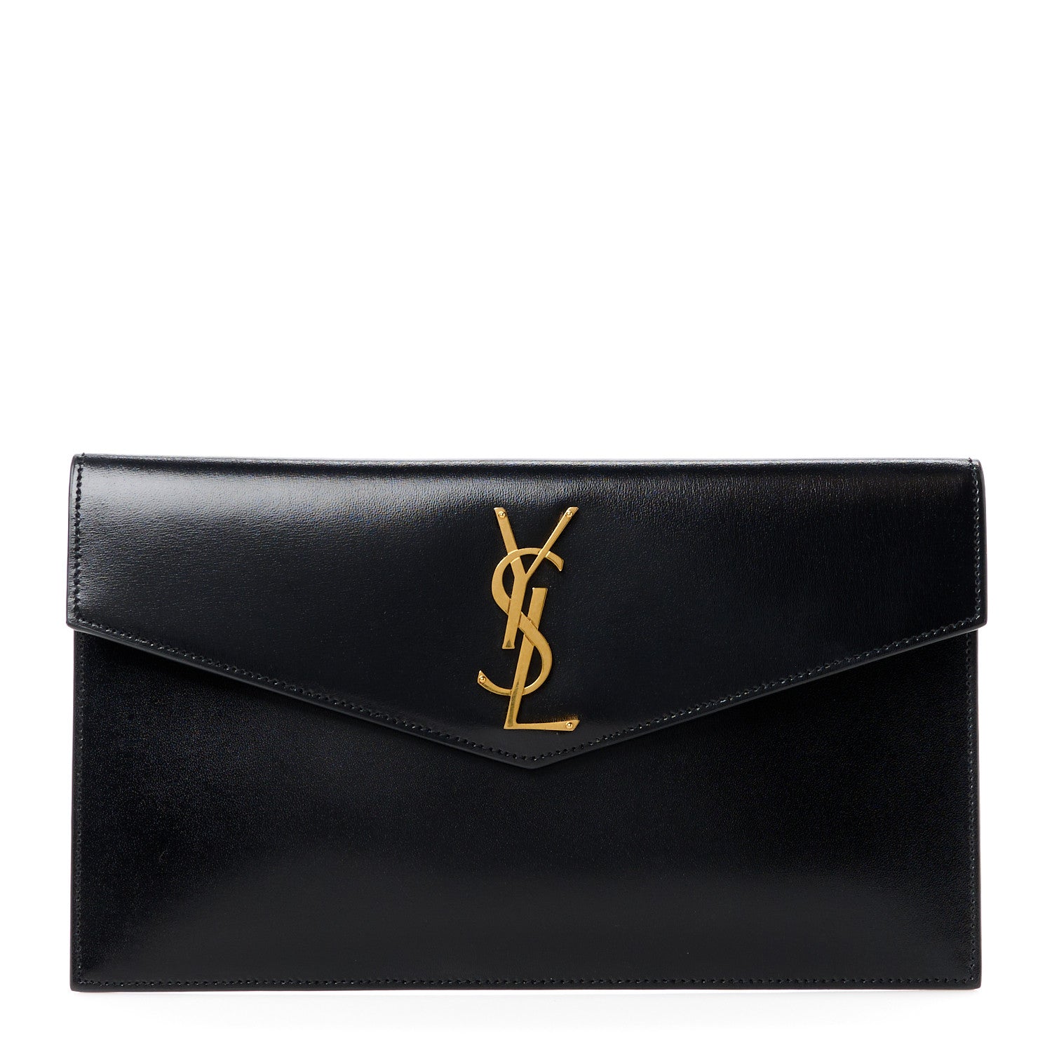Saint Laurent Smooth Shiny Calfskin Monogram Uptown Pouch Black 1 of 10