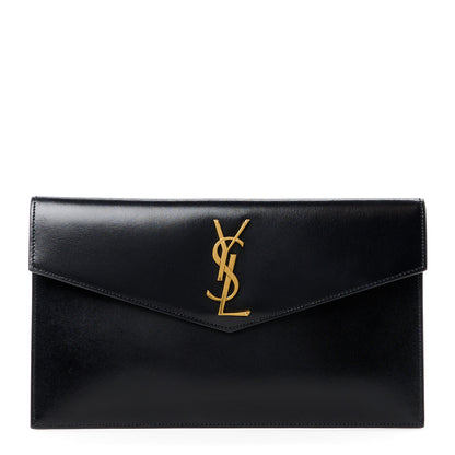 Saint Laurent Smooth Shiny Calfskin Monogram Uptown Pouch Black 1 of 10
