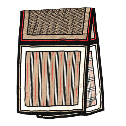 Burberry Silk Vintage Check Icon Stripe TB Monogram Print Scarf Archive Beige 2 of 5