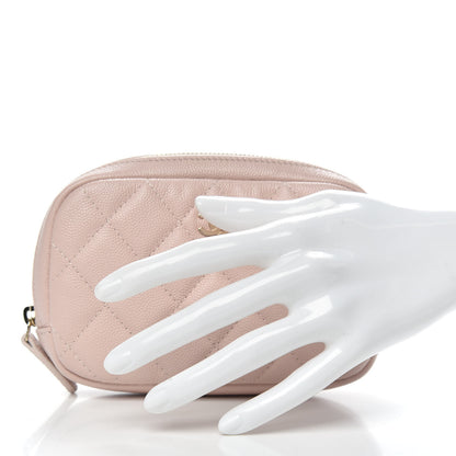 Chanel Caviar Quilted Small Curvy Pouch Cosmetic Case Light Pink 2 of 10