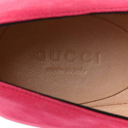 Gucci Kid Scamosciato GG Marmont Fringe Flats 37.5 Hot Pink 7 of 9