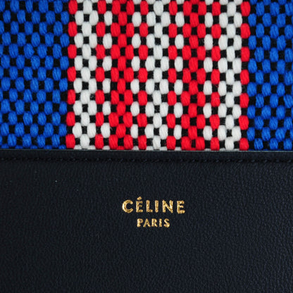 Celine Cotton Canvas Lambskin Striped Solo Clutch Pouch Navy Blue 8 of 8