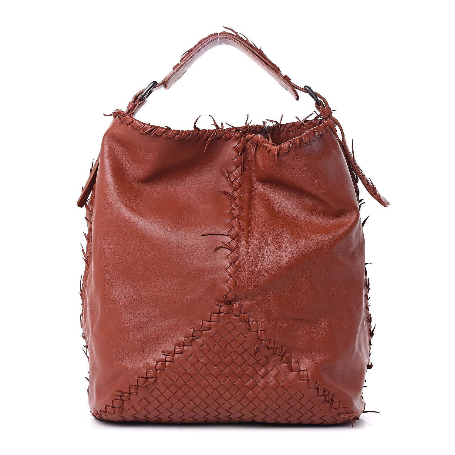 Bottega Veneta Nappa Intrecciato Large Fringe Shoulder Bag Rust 1 of 11