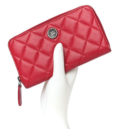 Chanel Caviar Quilted Small Zip Around Wallet Red 2 of 19