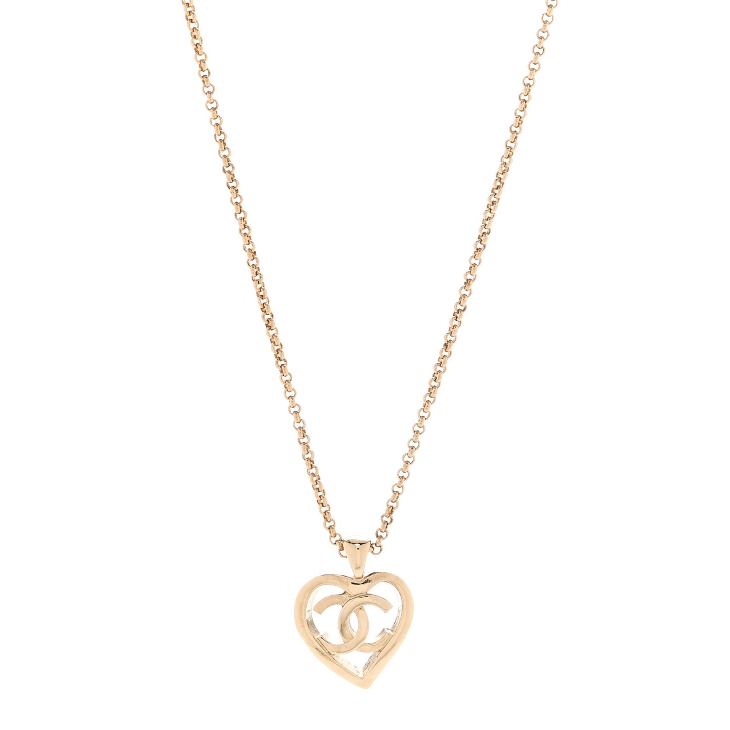 CC Heart Chain Pendant Necklace Gold