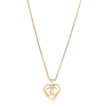 Chanel CC Heart Chain Pendant Necklace Gold 1 of 5