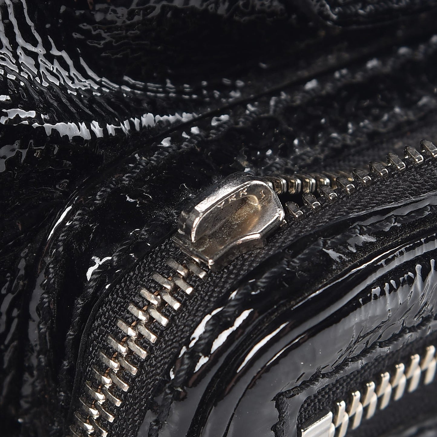 Crinkled Patent Betty Shoulder Bag Black