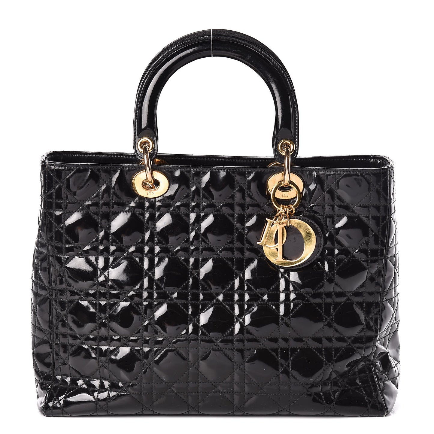Patent Cannage Large Lady Dior Black