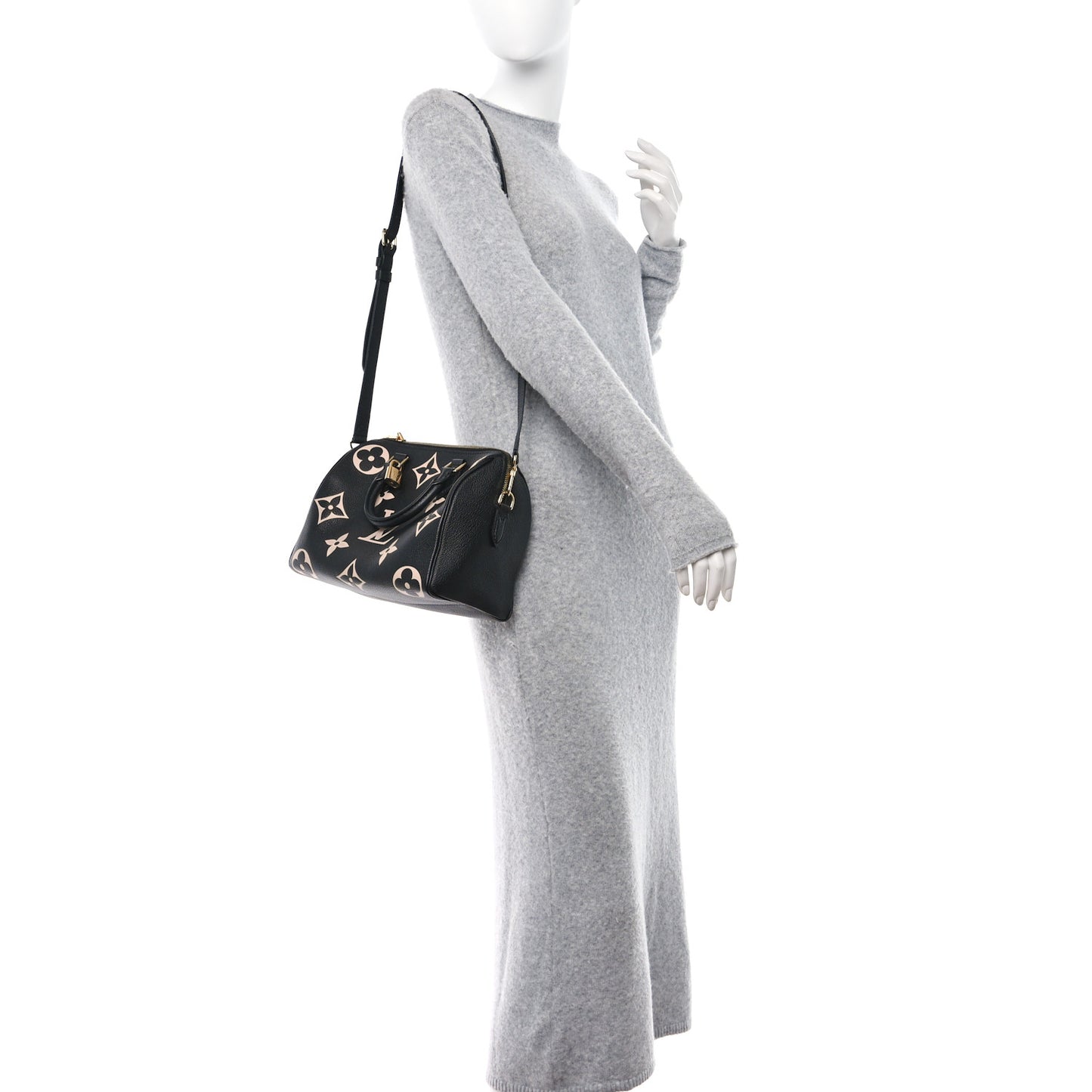 Empreinte Monogram Giant Speedy Bandouliere 25 Black Beige
