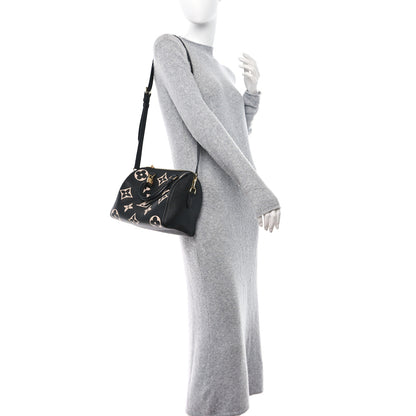 Louis Vuitton Empreinte Monogram Giant Speedy Bandouliere 25 Black Beige 3 of 9