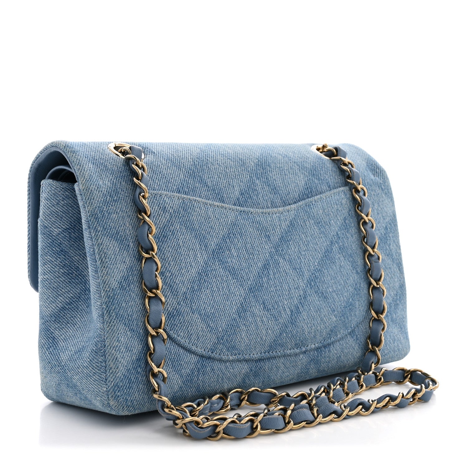 Chanel Printed Denim Quilted Small Double Flap Light Blue 2 of 10
