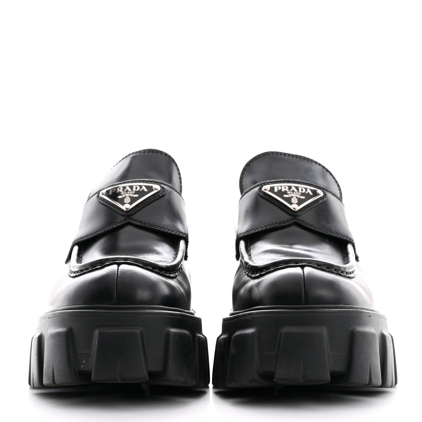 Spazzolato Rois Metal Triangle Logo Monolith 55mm Loafers 36 Black