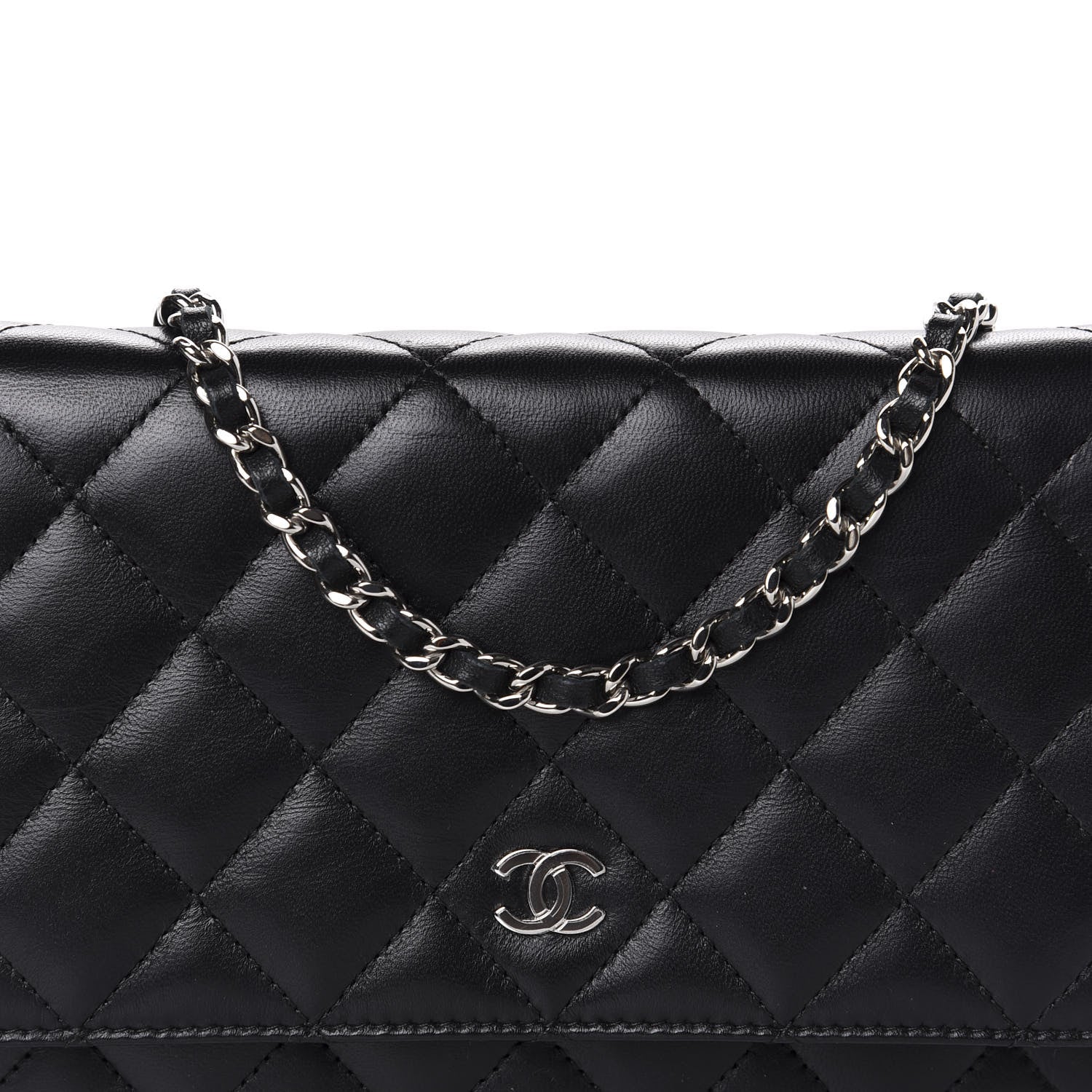 Chanel Lambskin Quilted Wallet On Chain WOC Black 11 of 12
