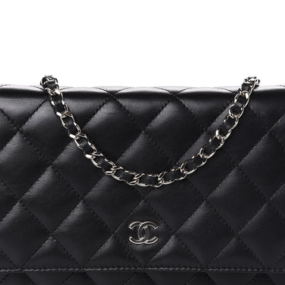Chanel Lambskin Quilted Wallet On Chain WOC Black 11 of 12