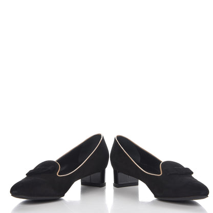Louis Vuitton Suede Uniformes Bow Pumps 36.5 Black 6 of 10