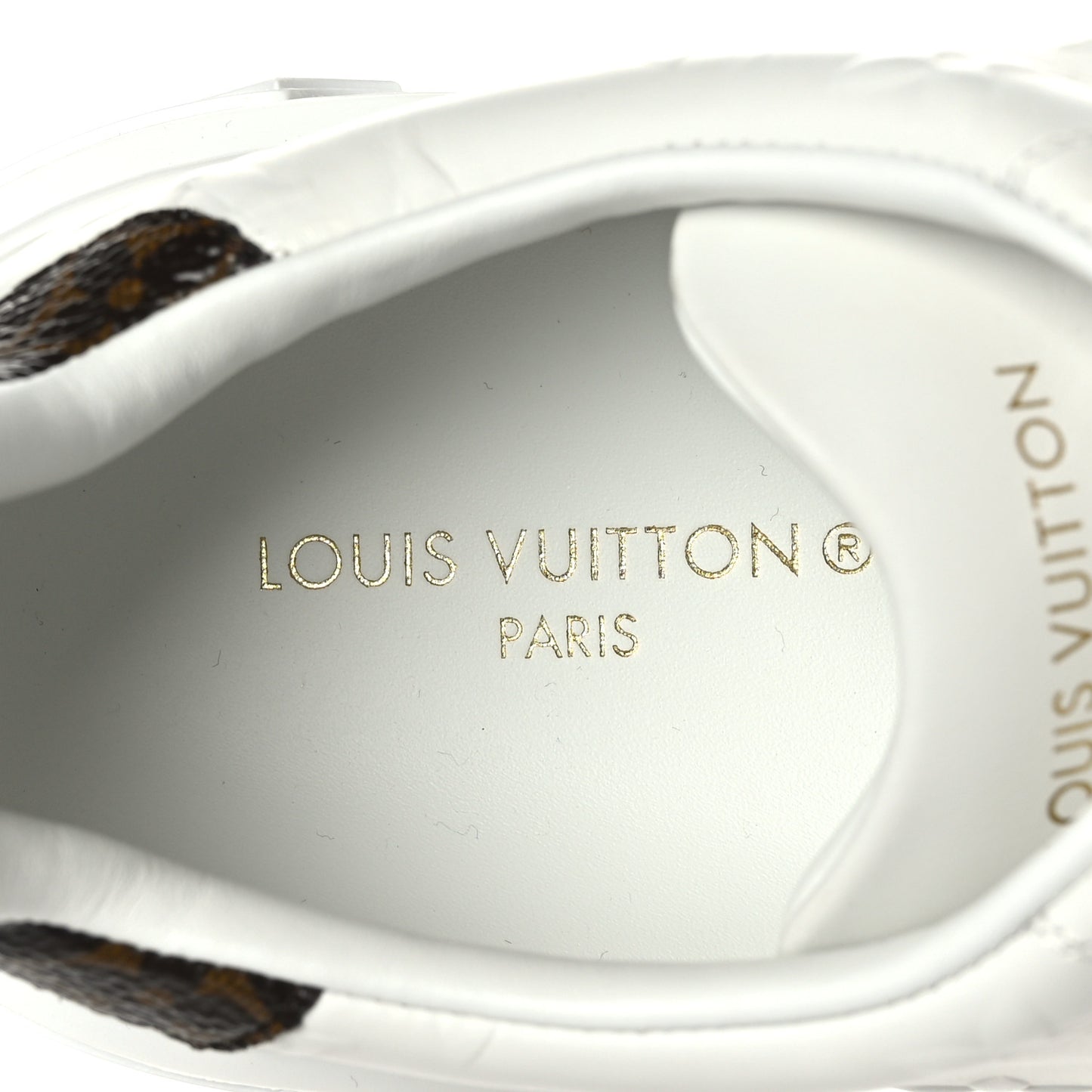 Calfskin Monogram Debossed Time Out Sneakers 38 White