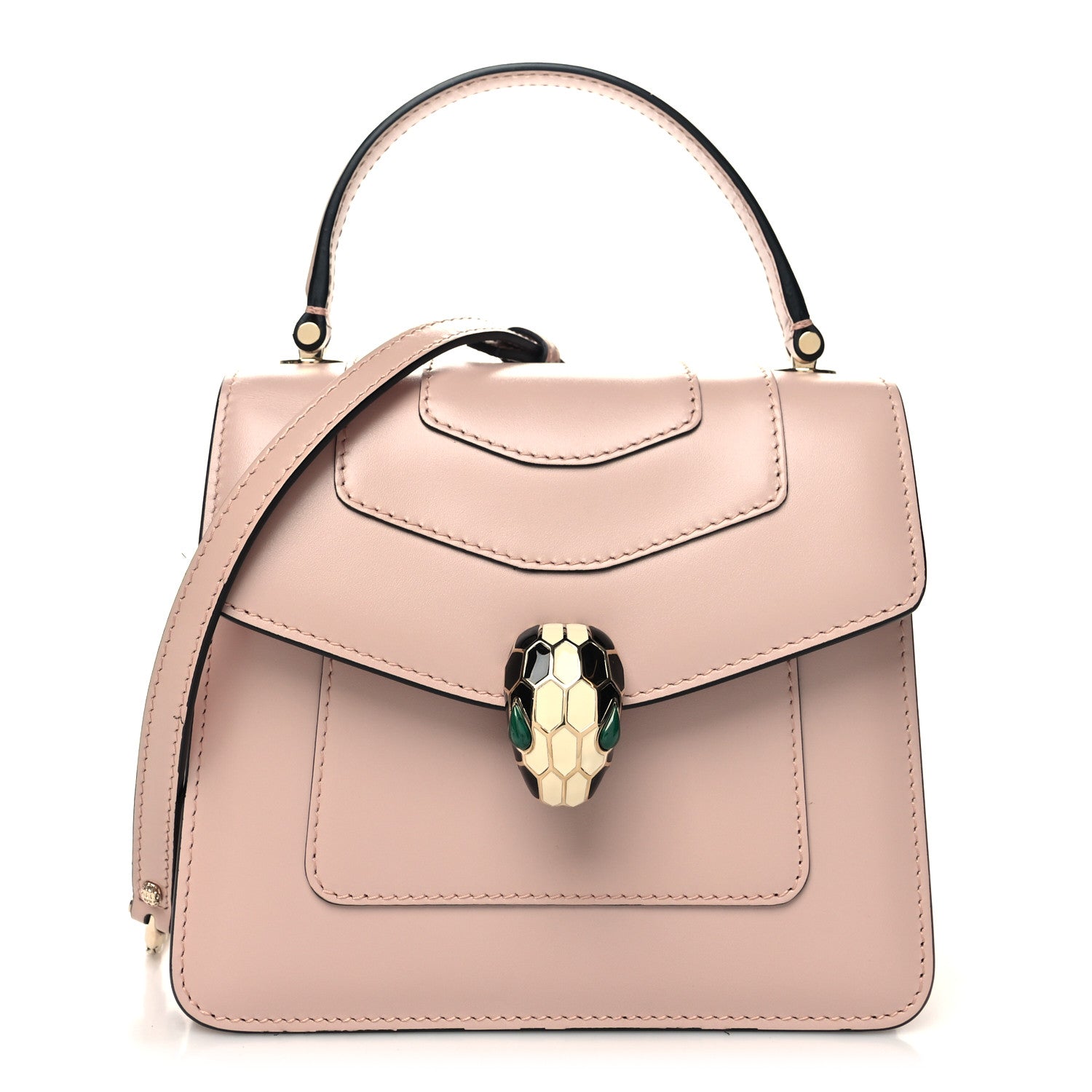 Bulgari Calfskin Serpenti Forever Top Handle Crystal Rose 3 of 10