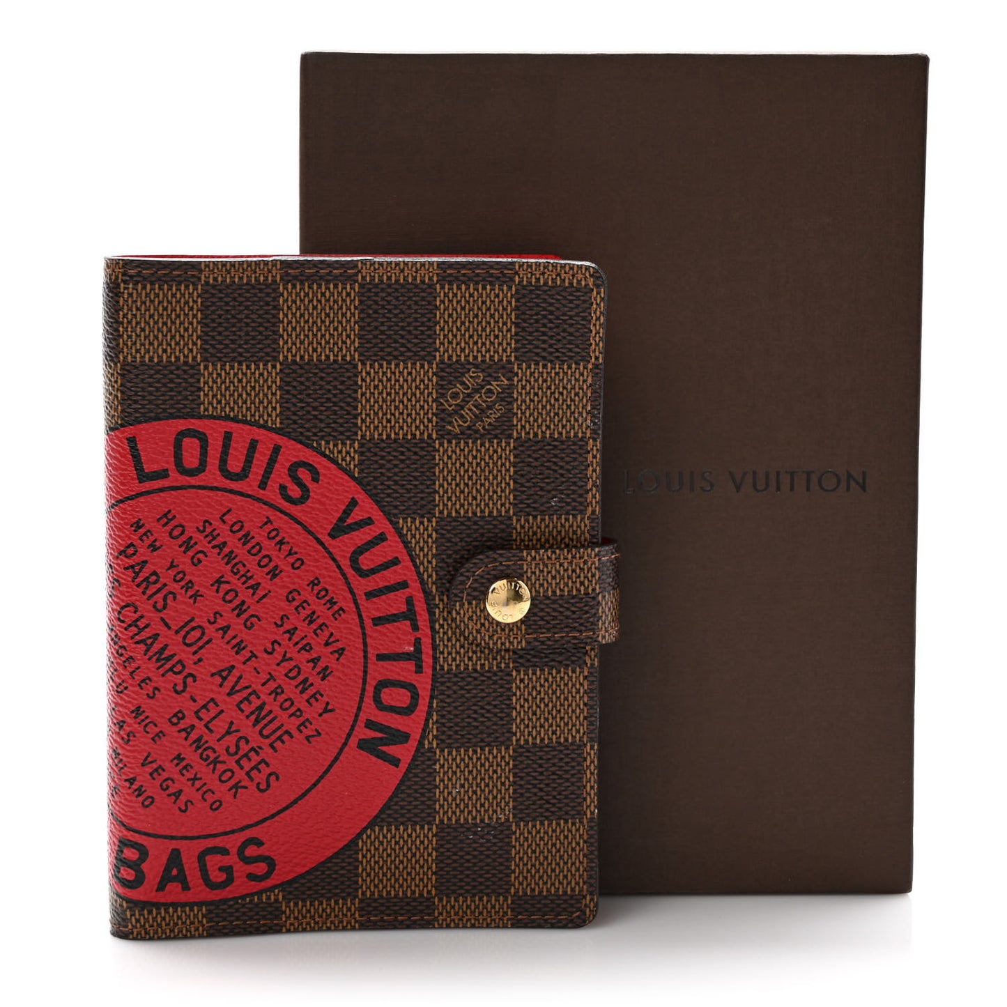 Damier Complice Trunks and Bags Small Ring Agenda Cover Red