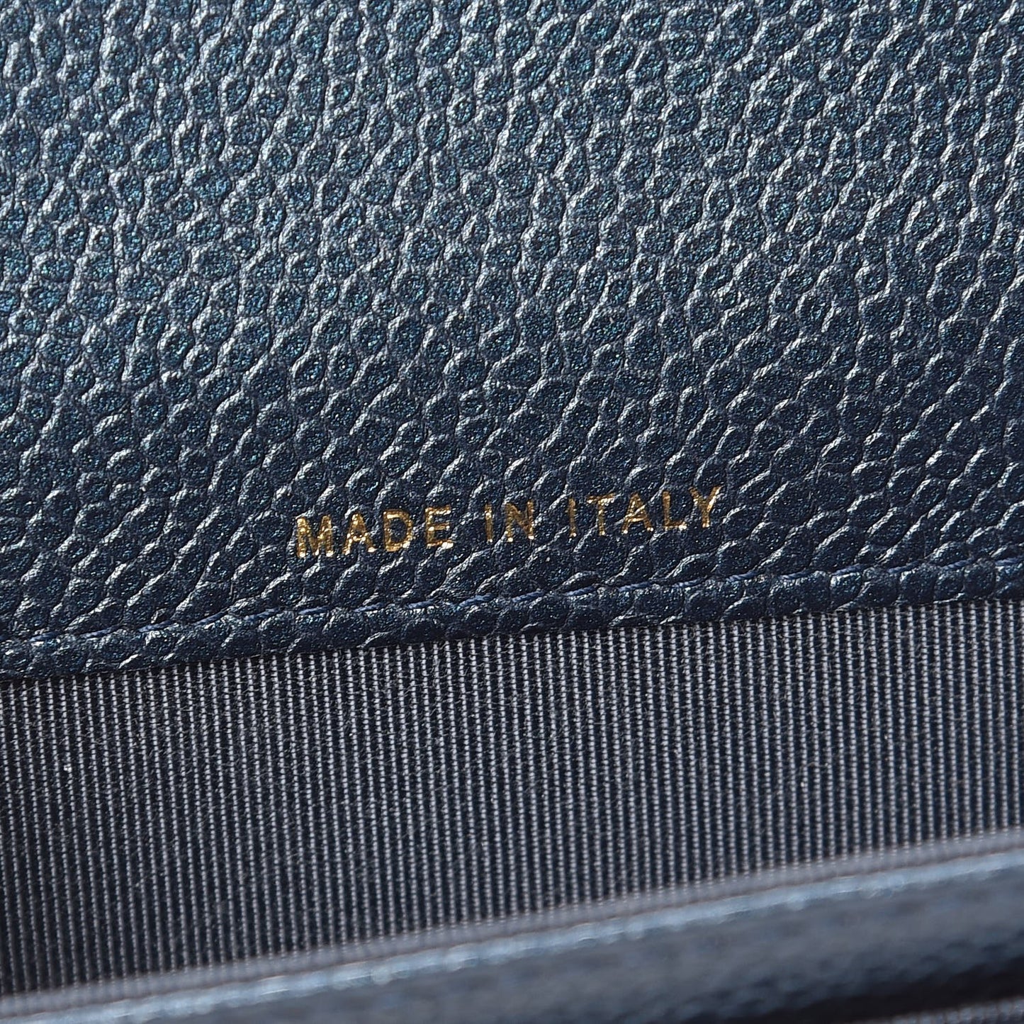 Metallic Caviar Quilted Flap Card Holder Dark Blue