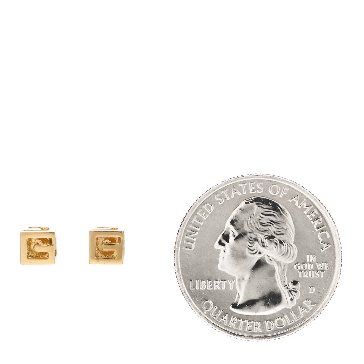18K Yellow Gold Logo Cube Stud Earrings