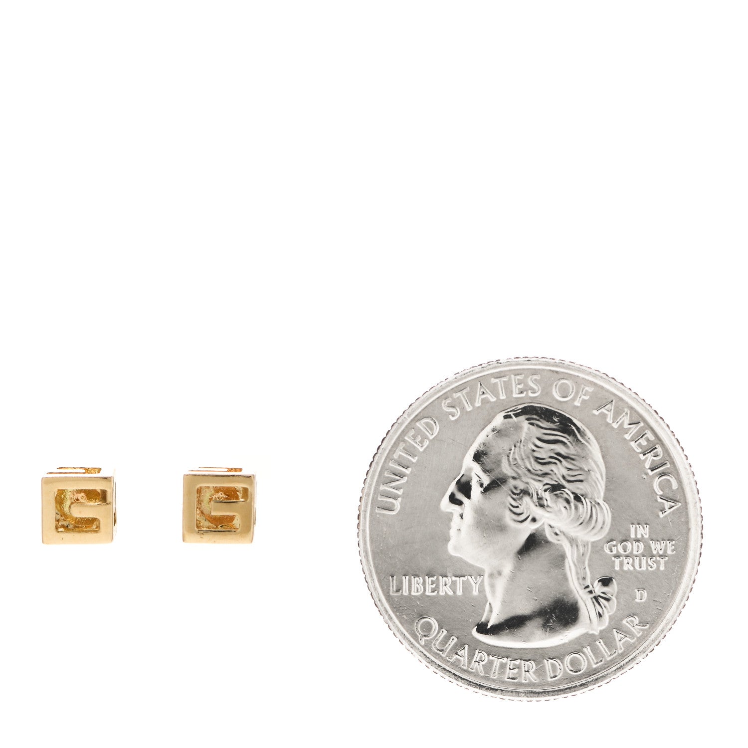 Gucci 18K Yellow Gold Logo Cube Stud Earrings 2 of 5