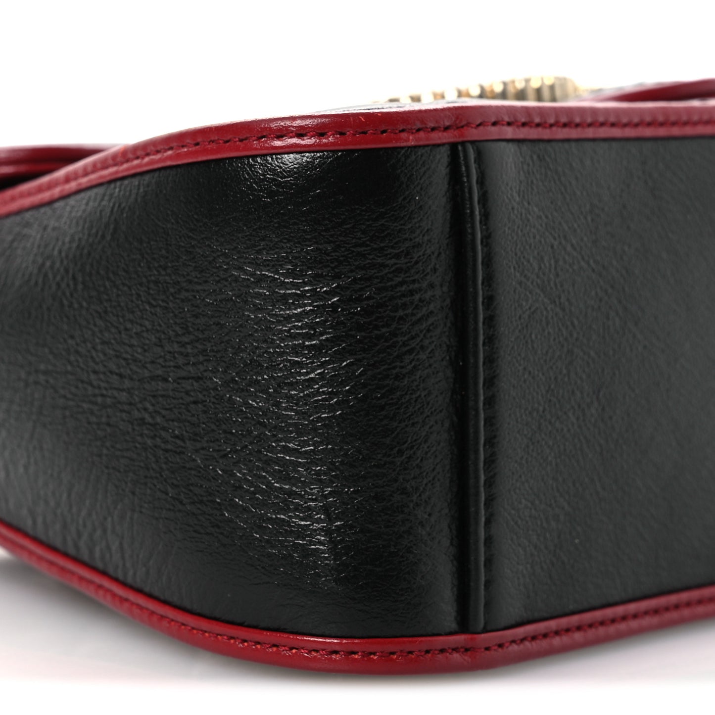 Vintage Effect Calfskin Matelasse Diagonal Mini Torchon GG Marmont Top Handle Shoulder Bag Black Romantic Cherry