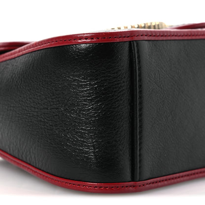 Gucci Vintage Effect Calfskin Matelasse Diagonal Mini Torchon GG Marmont Top Handle Shoulder Bag Black Romantic Cherry 9 of 14