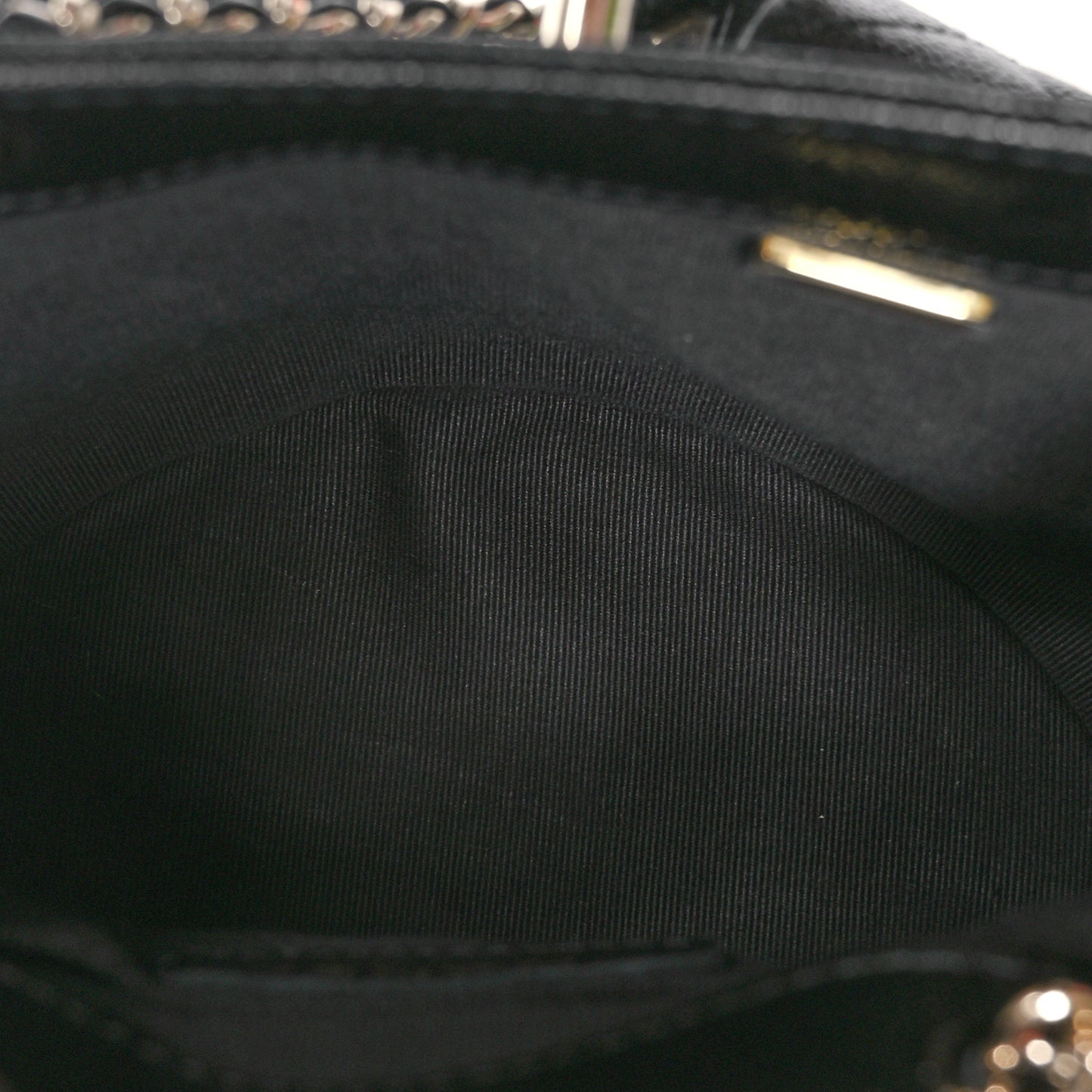 Shiny Caviar Quilted Small Duma Pockets Drawstring Backpack Black