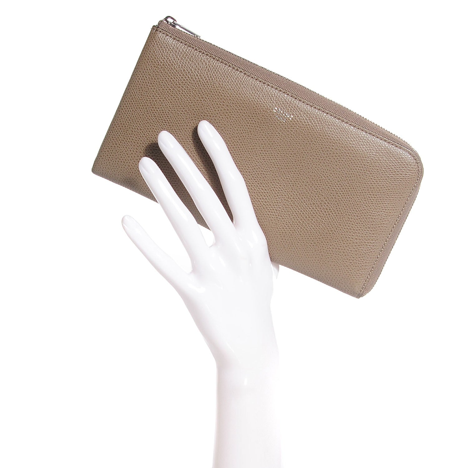 Celine Drummed Calfskin Multifunction Large Zip Around Wallet Taupe 2 of 8