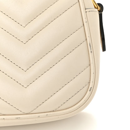 Gucci Calfskin Matelasse Small GG Marmont Chain Shoulder Bag White 13 of 14