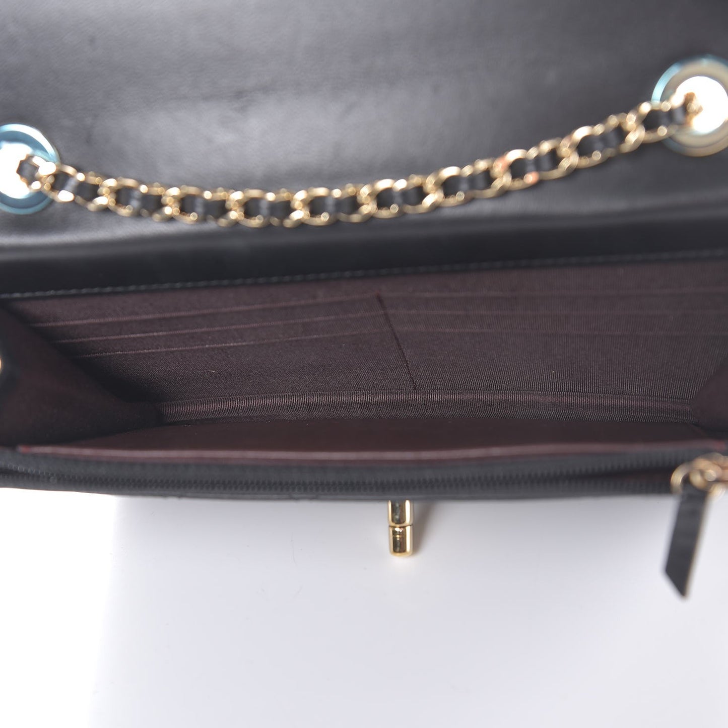 Lambskin Quilted Trendy CC Wallet On Chain WOC Black