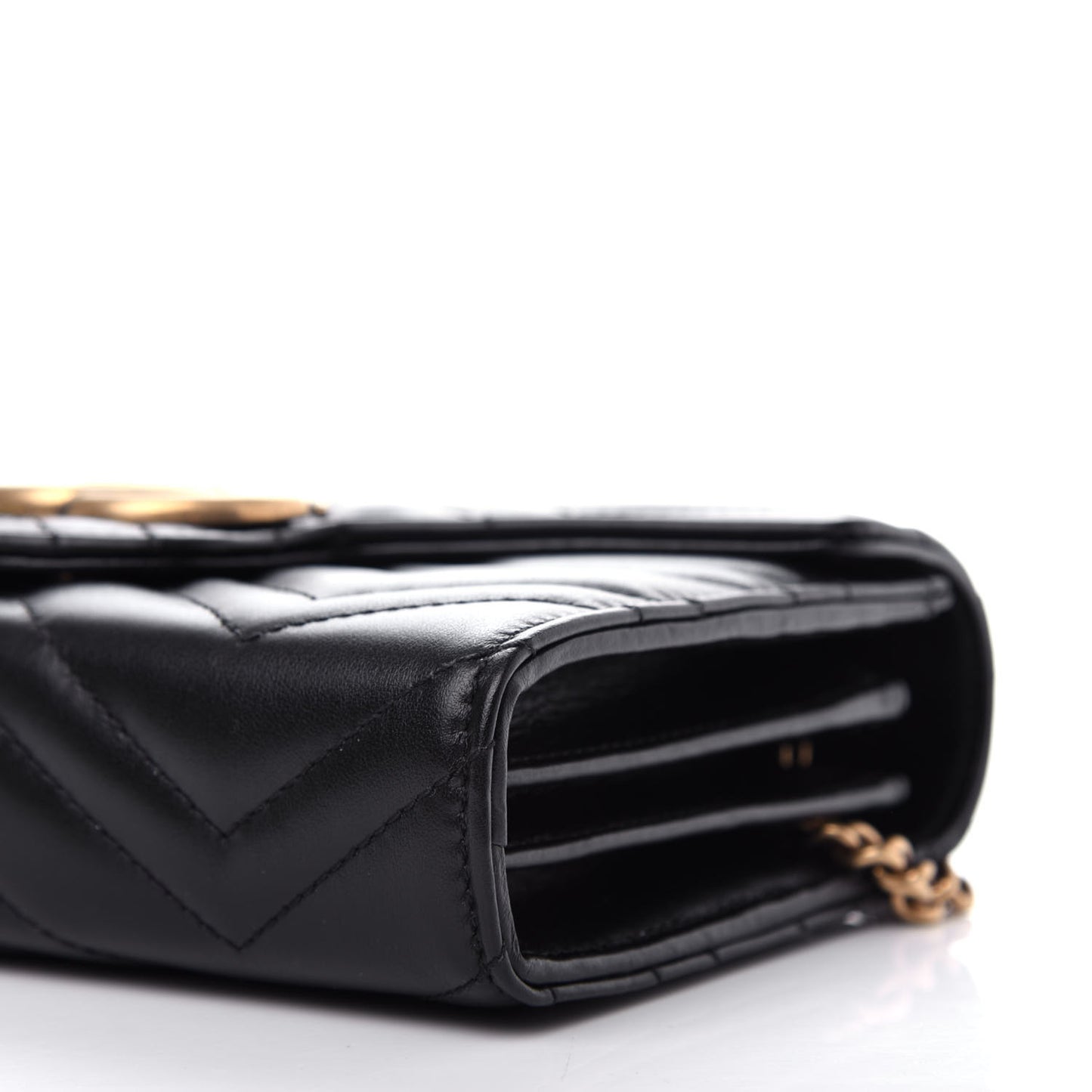 Calfskin Matelasse GG Marmont Chain Wallet Black