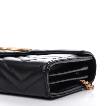 Gucci Calfskin Matelasse GG Marmont Chain Wallet Black 9 of 11