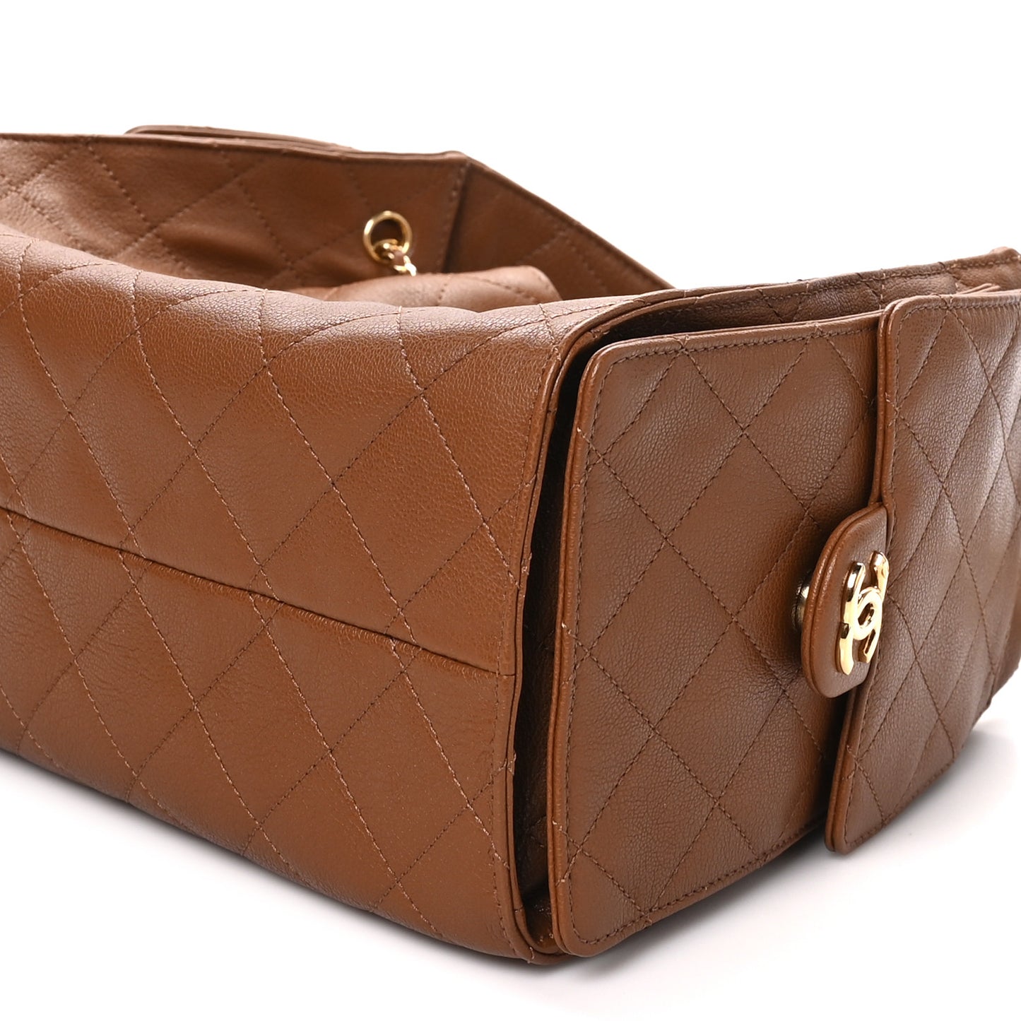 Goatskin Quilted Small Chanel 25 Handbag Camel