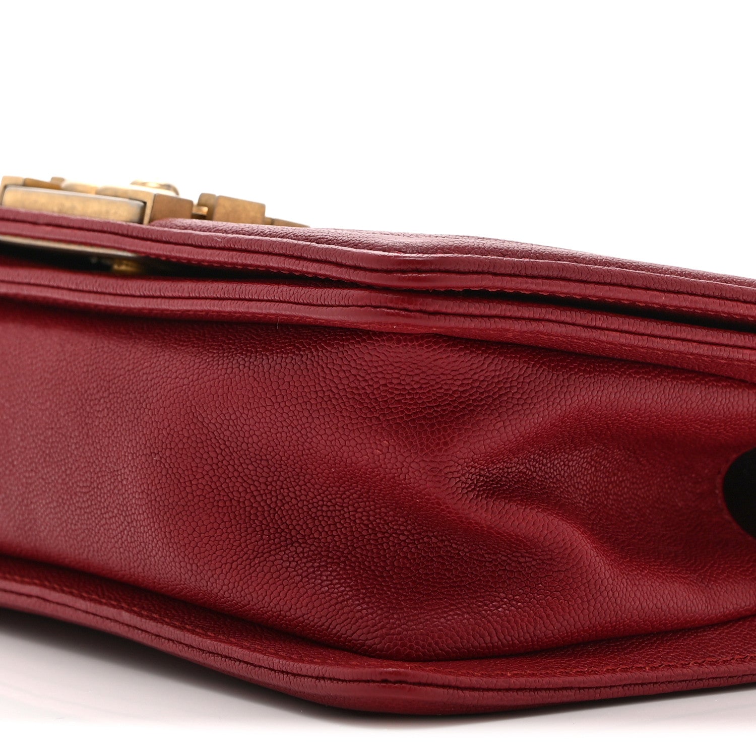Chanel Caviar Chevron Quilted Small Boy Flap Dark Red 10 of 10